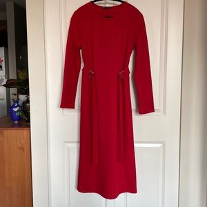 Red bodycon winter dress